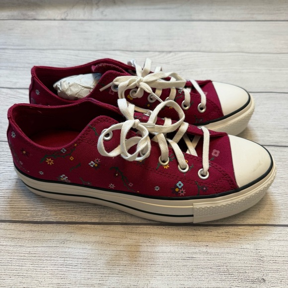 Converse Women’s Maroon Floral Sneakers - Picture 5 of 11
